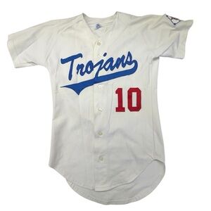 Vintage Russell Athletic Trojans Baseball Youth Jersey #10 Size Small
